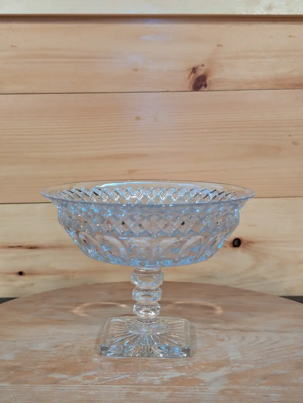 Vintage Westmoreland Waterford Clear Glass Compote Pedestal Bowl 7